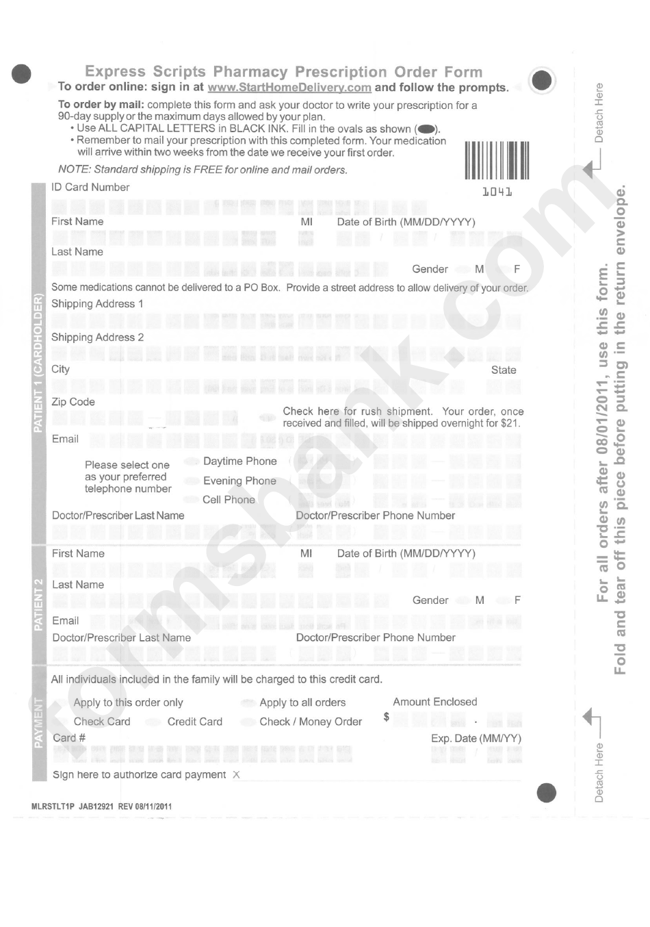 home delivery order form express scripts