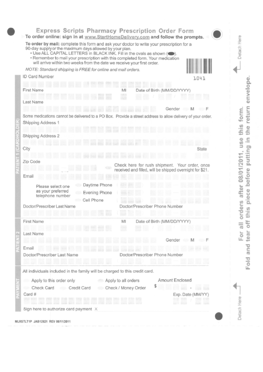 Express Script Pharmacy Prescription Order Form printable pdf download