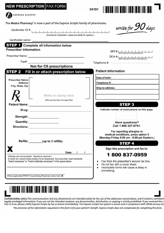 Express Scripts Fax Form printable pdf download
