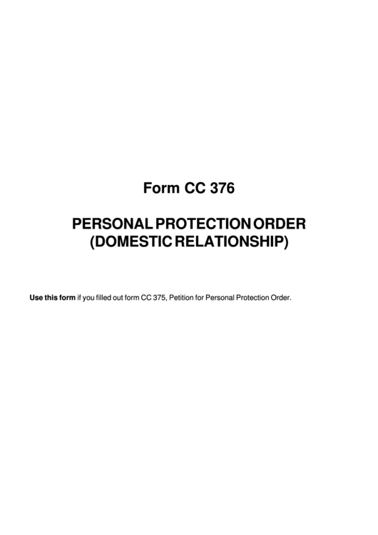 Fillable Personal Protection Order Printable pdf