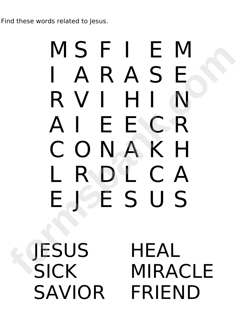 Christian Word Search Puzzle Template