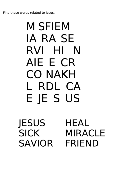 Christian Word Search Puzzle Template Printable pdf