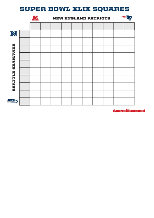 Super Bowl Xlix Squares Printable pdf
