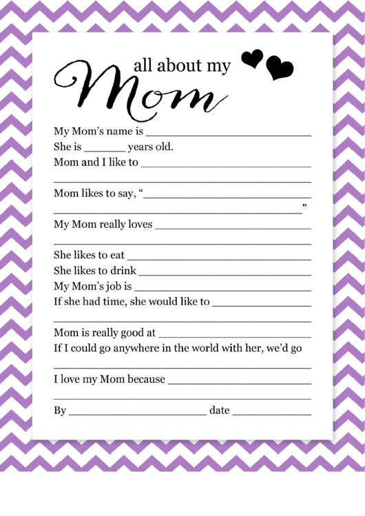 About My Mom Writing Template Printable pdf