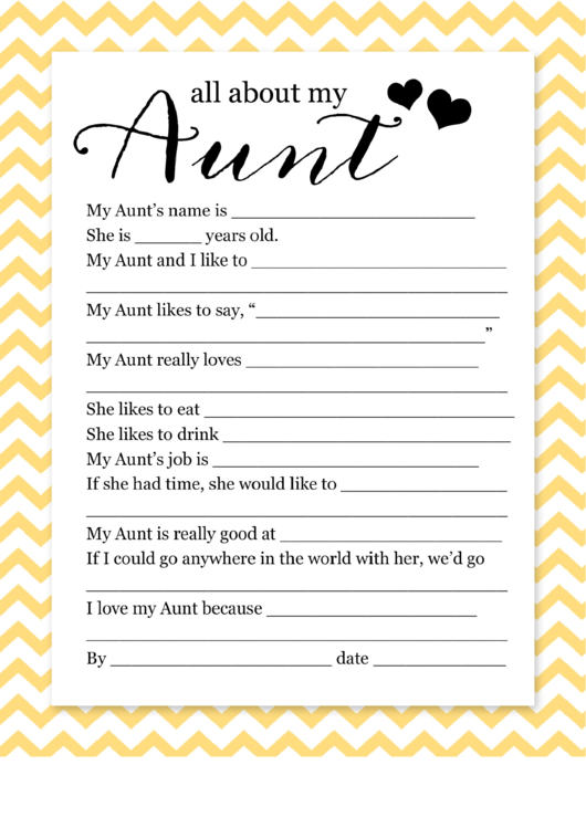 About My Aunt Writing Template Printable pdf