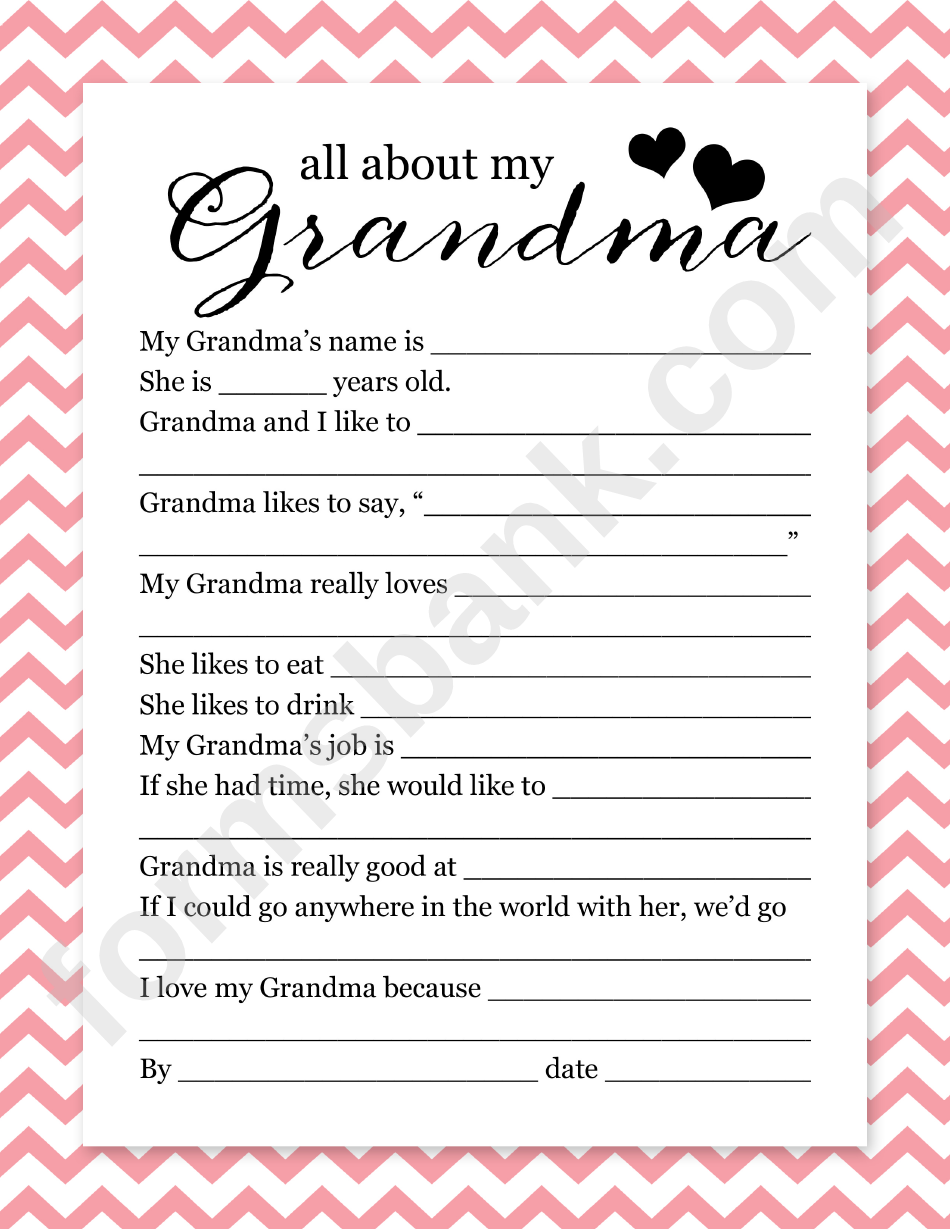 About My Grandma Writing Template