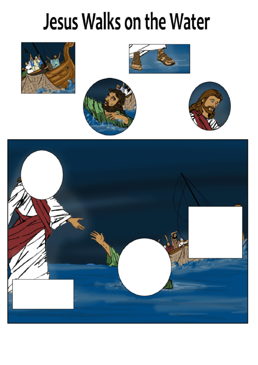 Jesus Walks On Water Puzzle Template Printable pdf