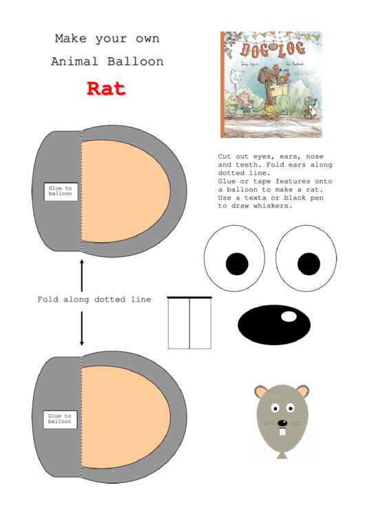 Grey Rat Balloon Template Printable pdf