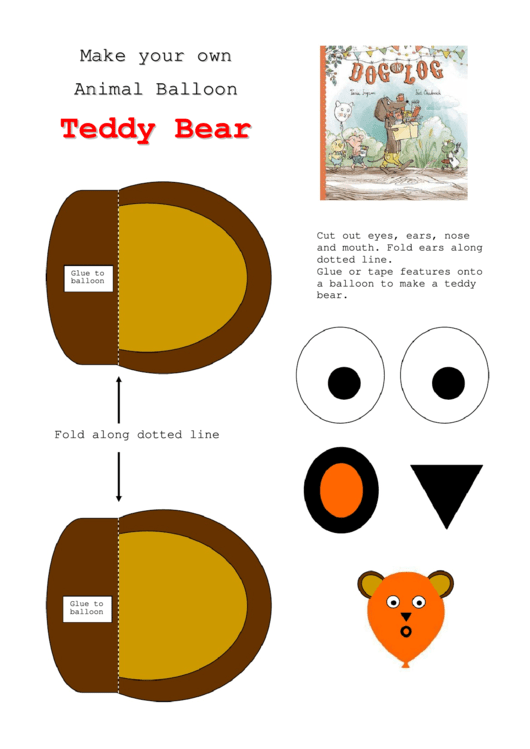 Teddy Bear Balloon Template Printable pdf