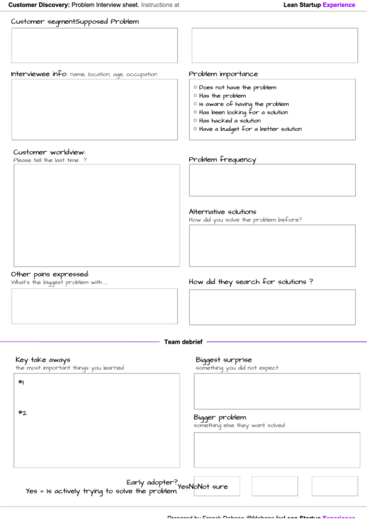 Problem Interview Template Printable pdf