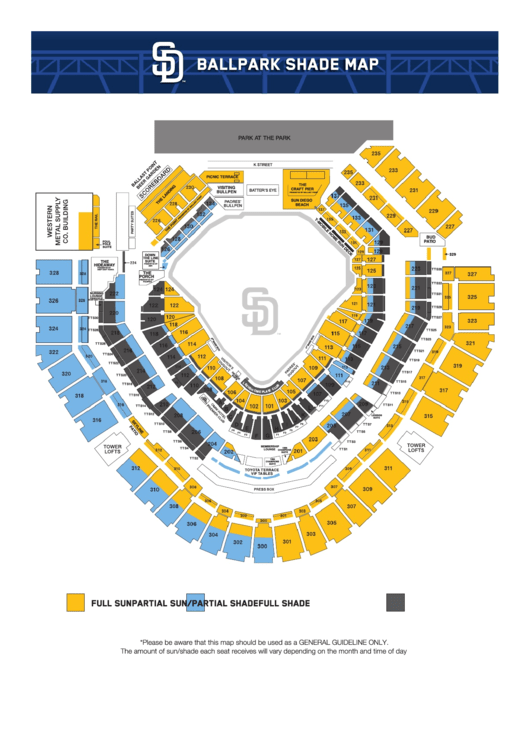 Sun/shade Seating Map Printable pdf