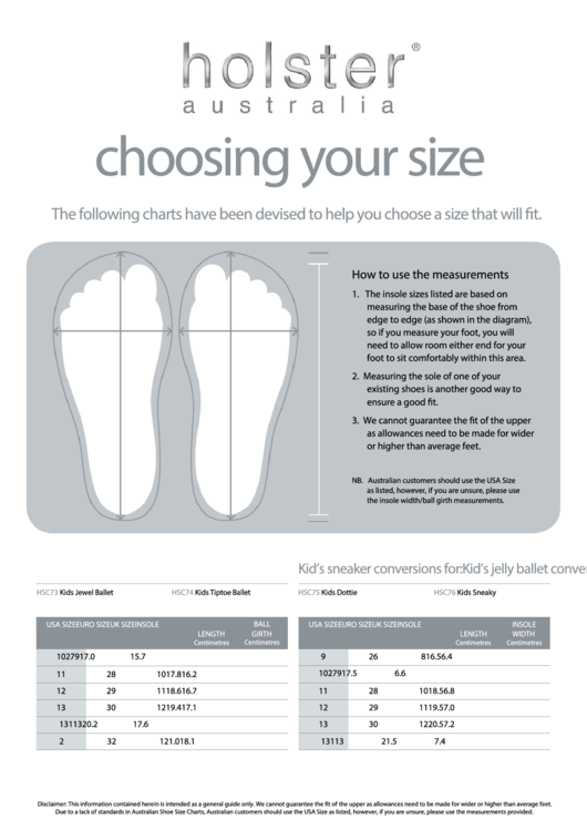 Holster Australia Toddler Shoe Size Chart Printable pdf