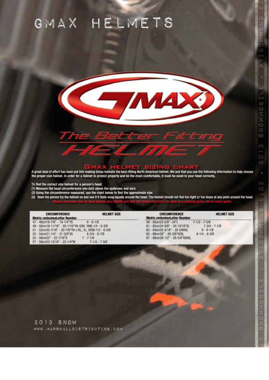Gmax Helmet Sizing Chart Printable pdf