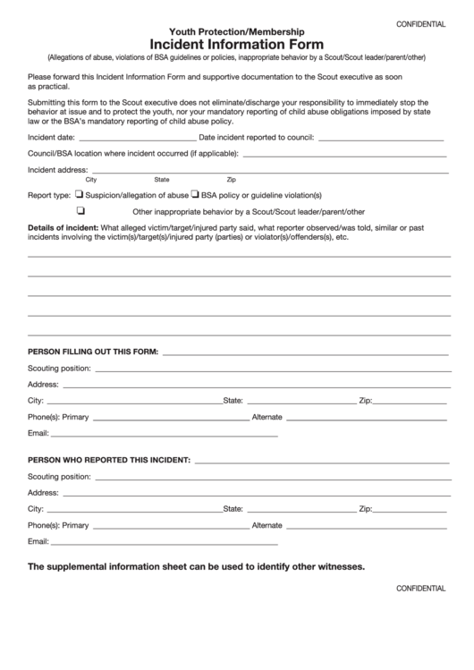 Youth Protection/membership Incident Information Form