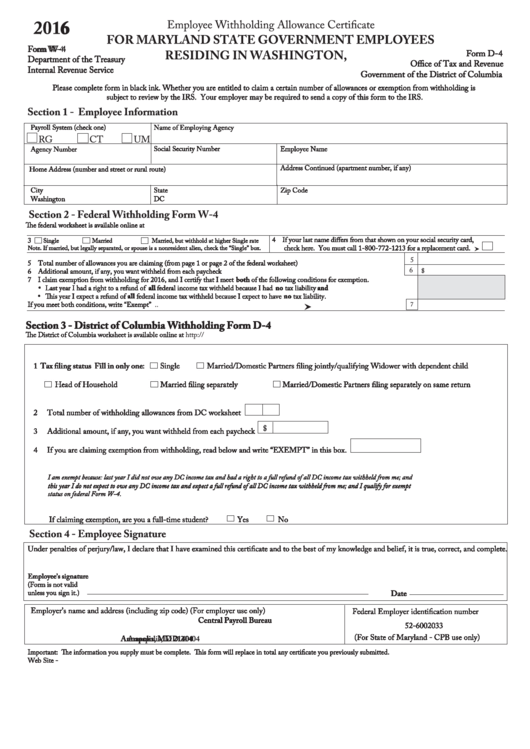 Employee Withholding Allowance Certificate Printable pdf