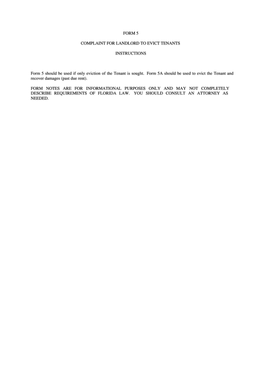 Complaint For Eviction Printable pdf
