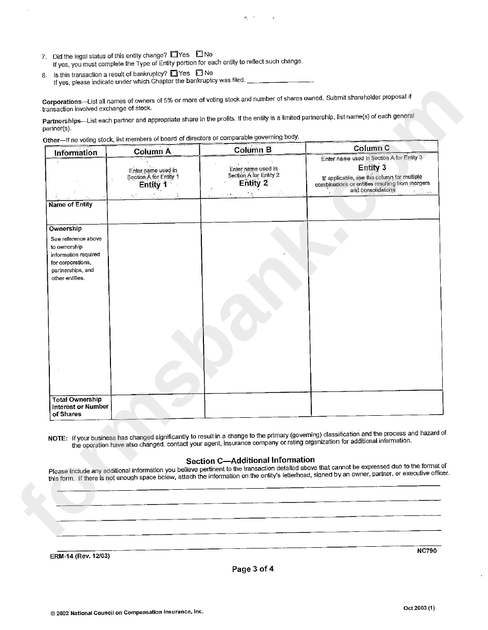 Erm 14 Form - Confidential Request For Ownership Information