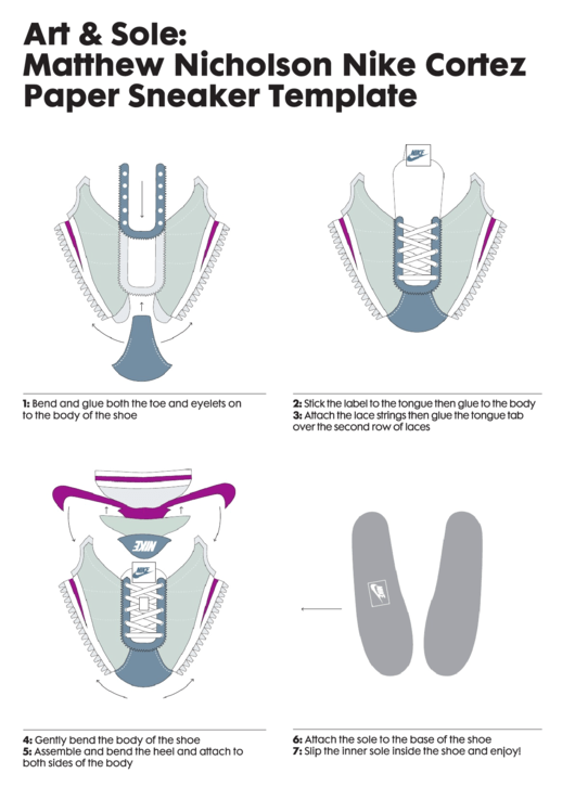 Nike Cortez Paper Sneaker Template Printable pdf