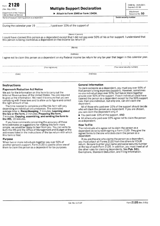 Form 2120 Multiple Support Declaration