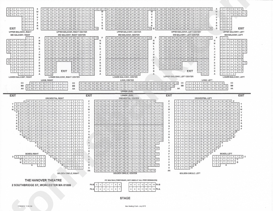 Hanover Theater Seating Chart printable pdf download
