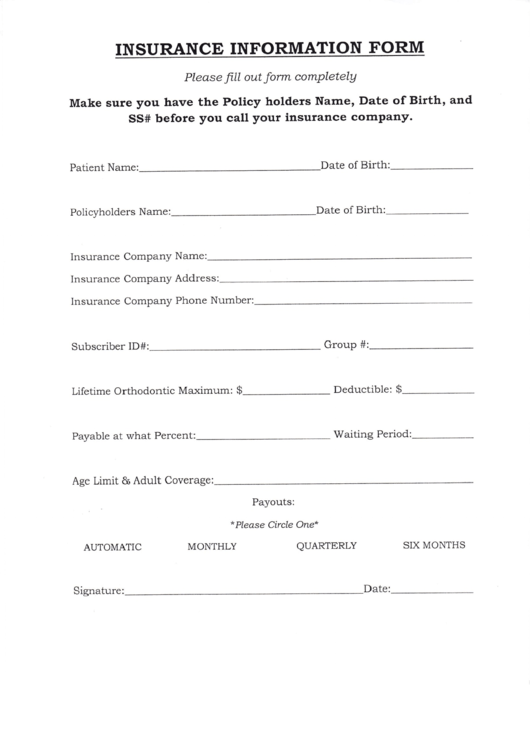 Insurance Information Eabna Printable pdf