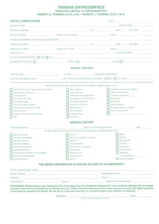 Initial Consultation Form Printable pdf