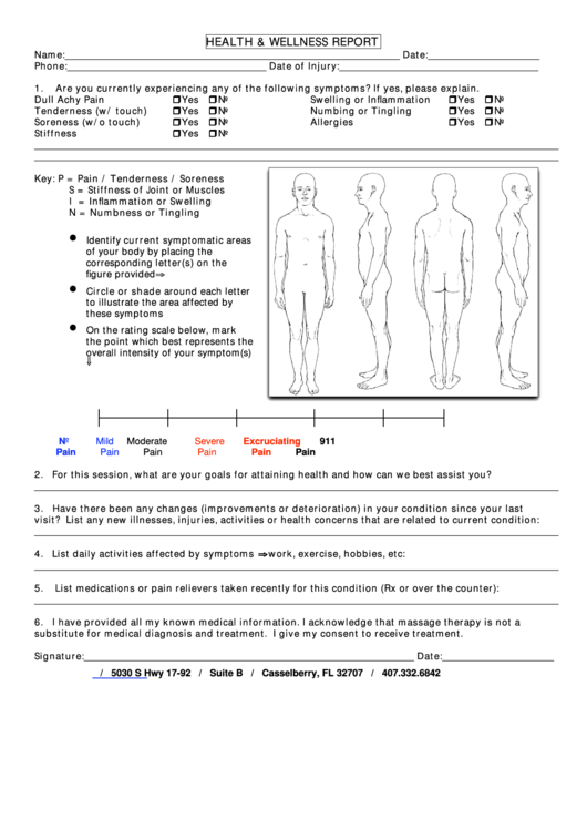 Health & Wellness Report Printable pdf