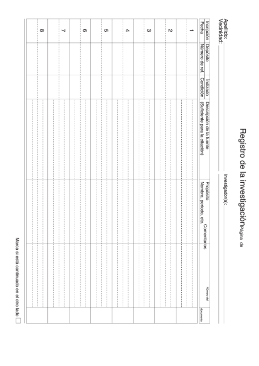 Registro De La Investigacion Printable pdf