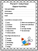 Parent Volunteer Opportunities Form