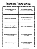 People And Places To Know Worksheet