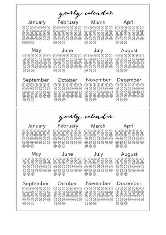 Blank Two Year Calendar Template Printable pdf