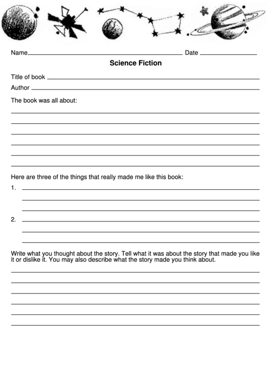 Science Fiction Book Report Printable pdf