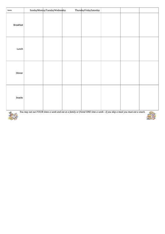 Meal Planning Template Printable pdf