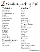 Vacation Packing List