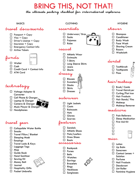 Ultimate Packing Checklist Template For International Explorers