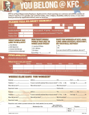 Kfc Job Application Form Printable pdf
