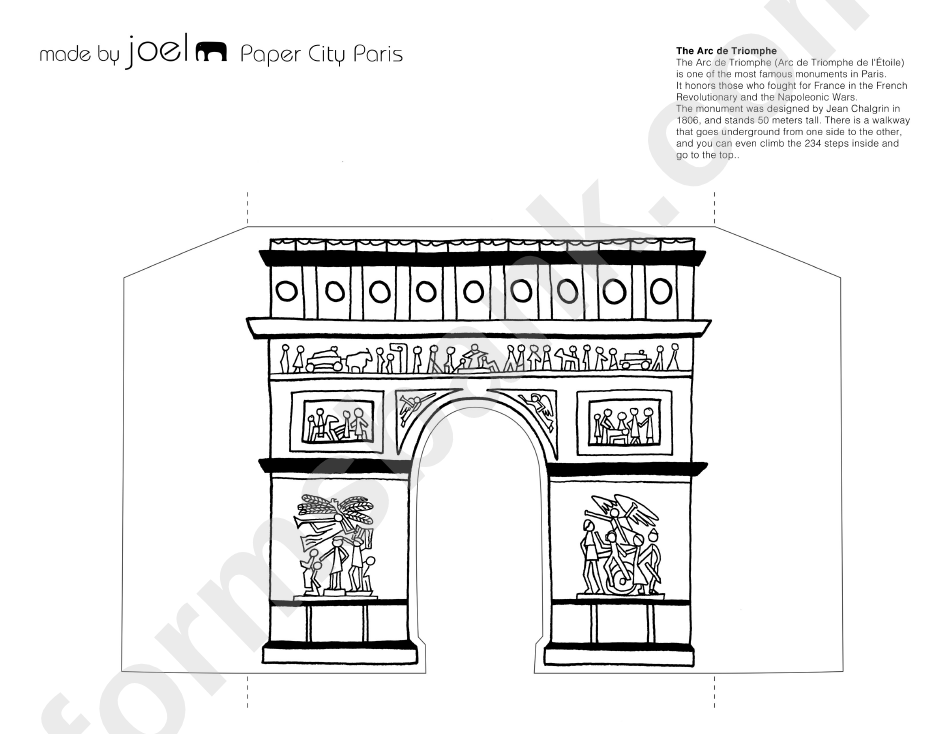 Foldable Paris Arch De Triumph Paper Template