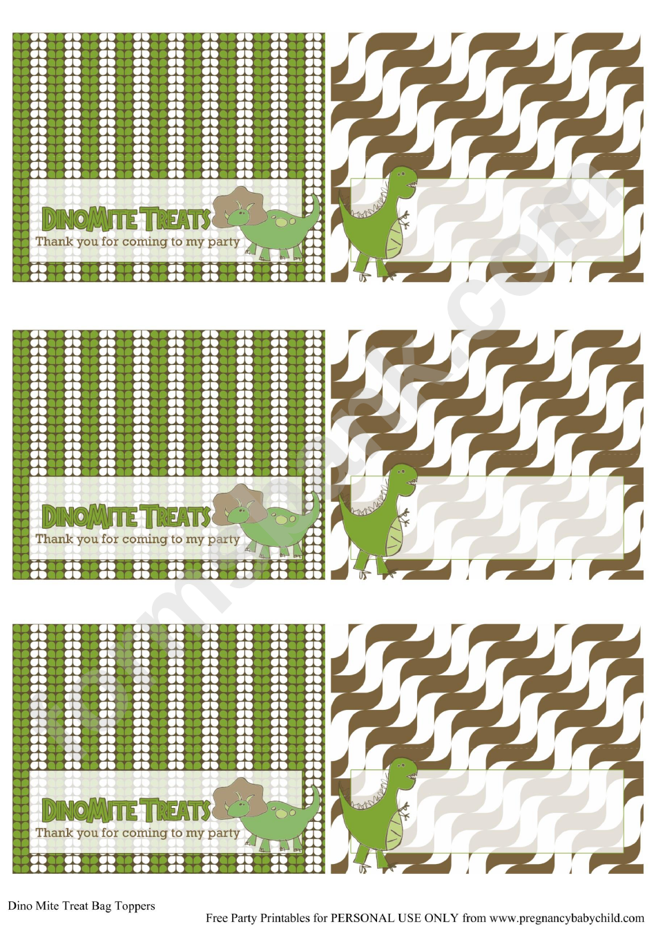 Dino Mite Treat Bag Toppers Template