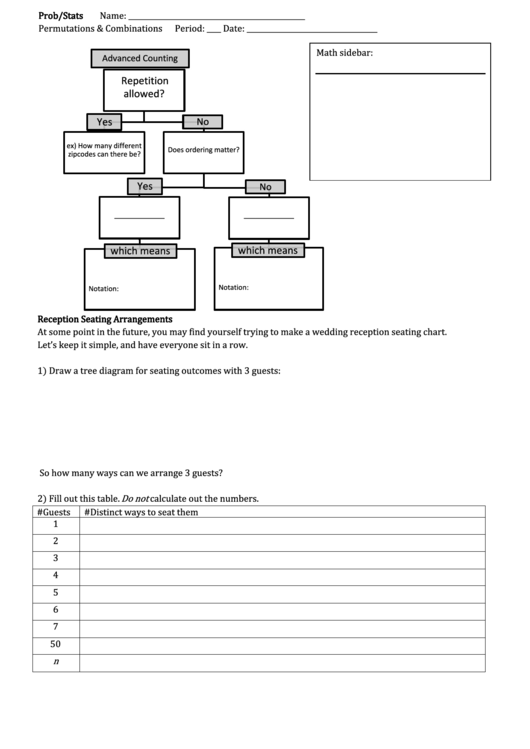 Permutations And Combinations Math Worksheet printable pdf download