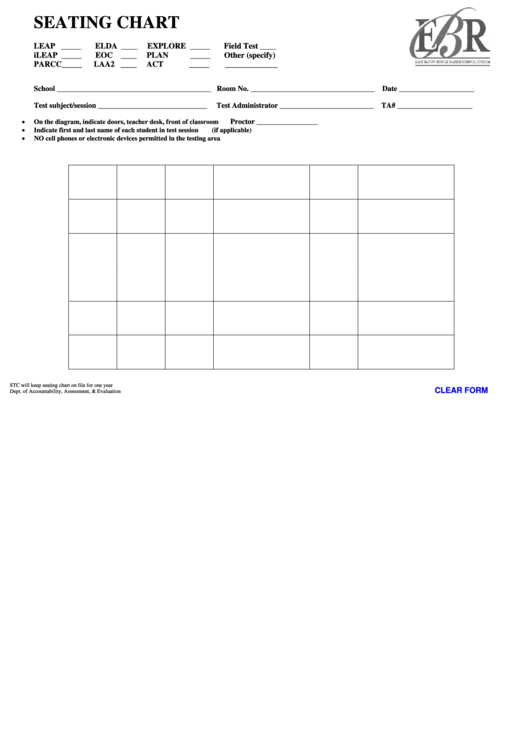 Fillable Classroom Seating Chart Printable pdf