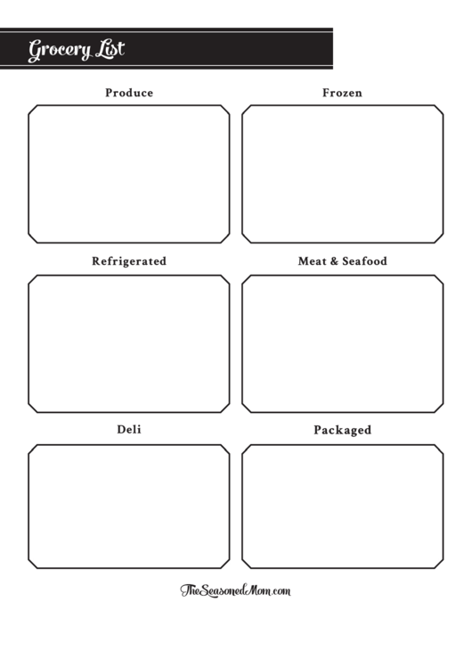 Fillable Grocery List Template Printable pdf