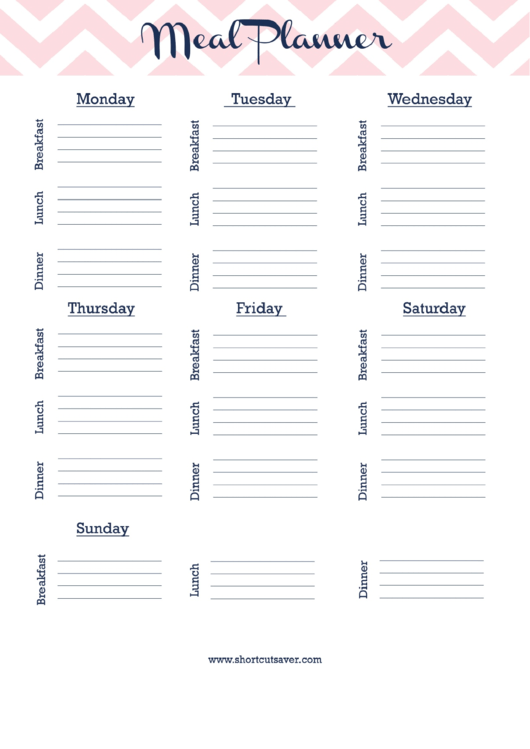 Weekly Meal Planner Template Blank Printable pdf