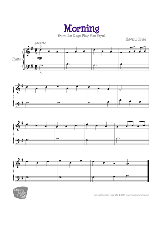 Morning Song Sheet Music Printable pdf