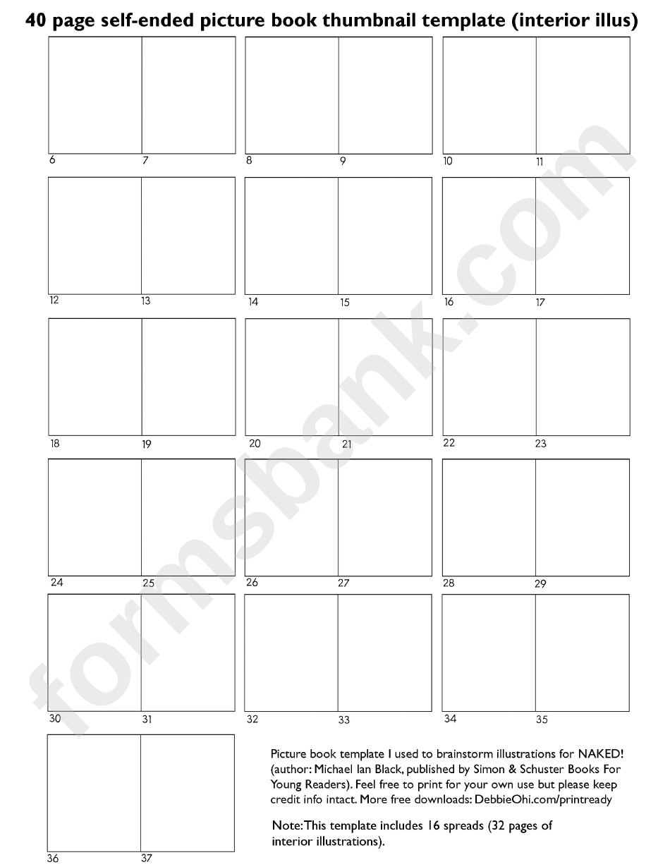 40 Page Self-Ended Picture Book Thumbnail Template