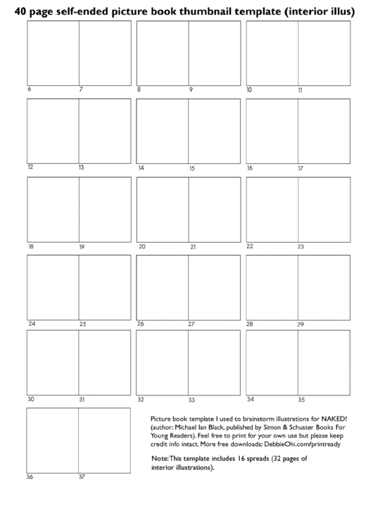40 Page Self-Ended Picture Book Thumbnail Template Printable pdf