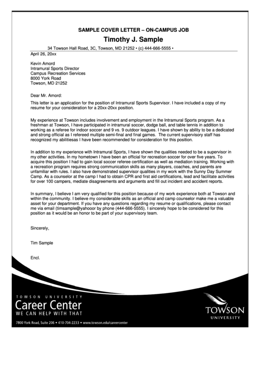 Summer Camp Counselor Cover Letter Printable pdf