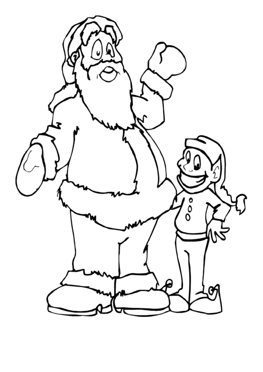 Santa And Elf Coloring Sheet Printable pdf