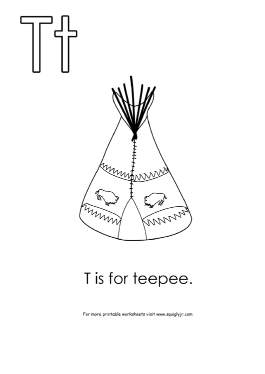 T Is For Teepee Printable pdf