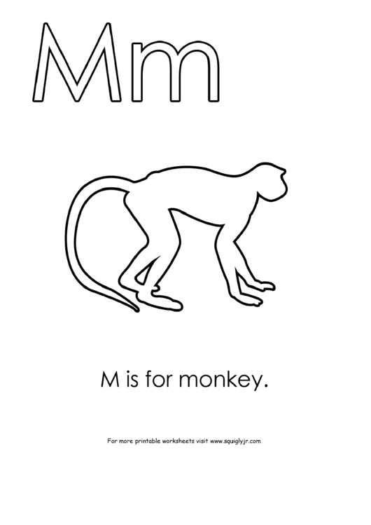 M Is For Monkey Printable pdf