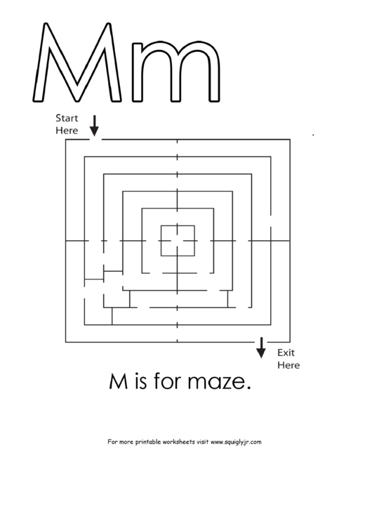 M Is For Maze Printable pdf